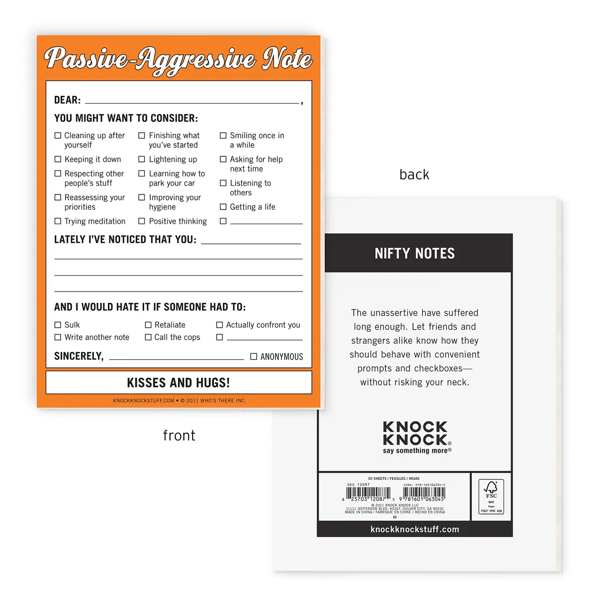 Knock Knock Passive-Aggressive Nifty Note Pad 4 x 5.25 inches | Humorous communication tool with 50 sheets - view 2