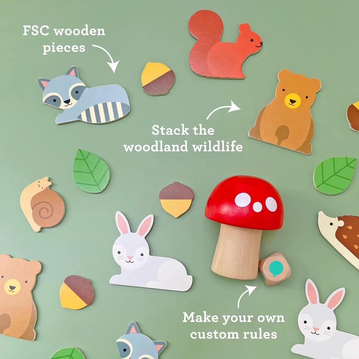 Petit Collage Woodland Wobble Wooden Stacking Game for Kids | Balance & Fun for Ages 3+ - view 2