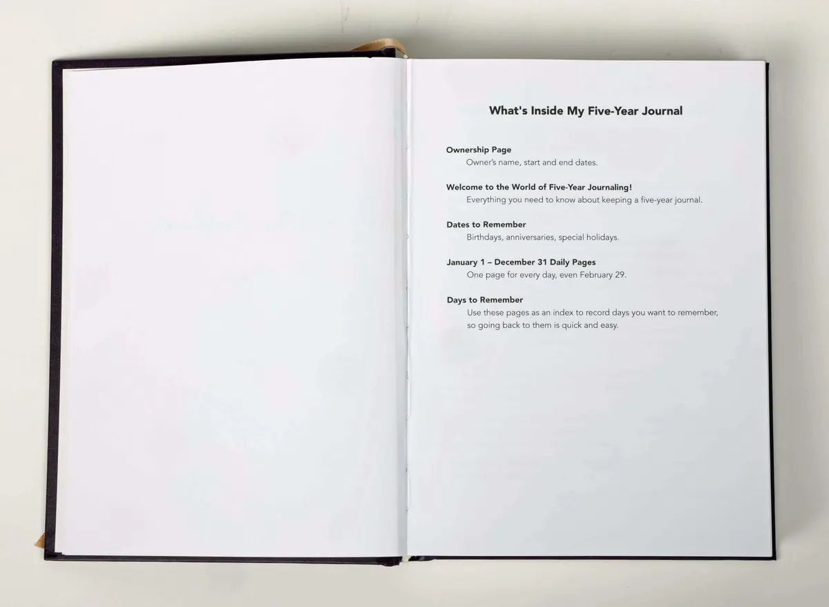 Writing Your Life Hard Cover 5 Year Journal | Simple Daily Memory Book | 6x8.25 Inch Rich Black - view 5