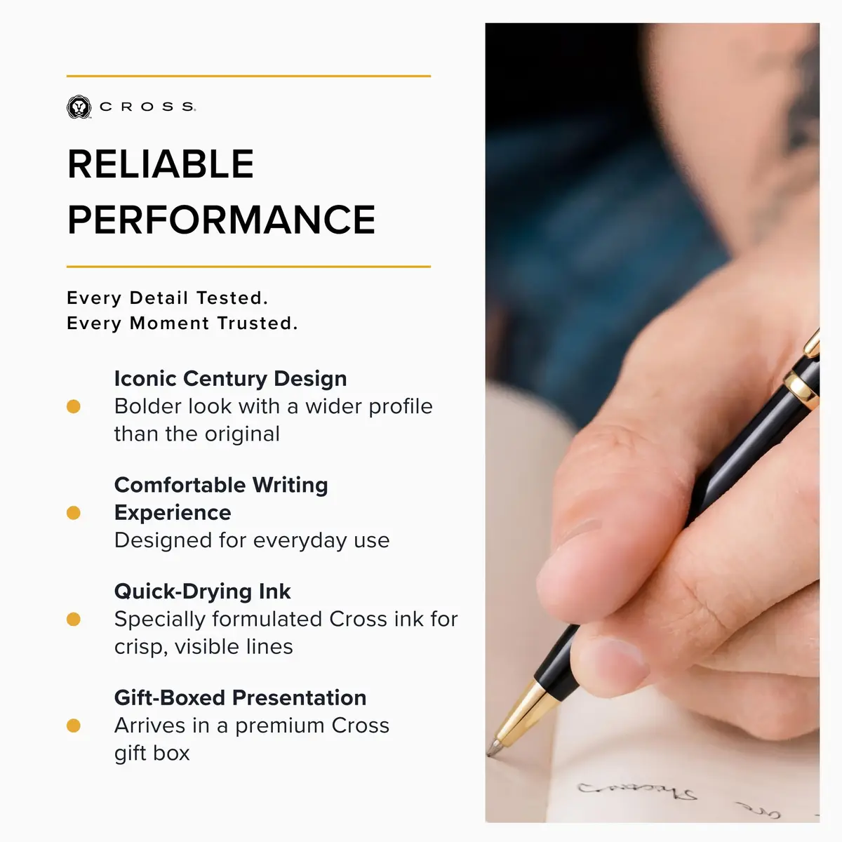 Cross Century II Classic Black Ballpoint Pen, Medium Point, Black Ink | Elegant Metal Body, Refillable, 0.31mm Line Width - view 5