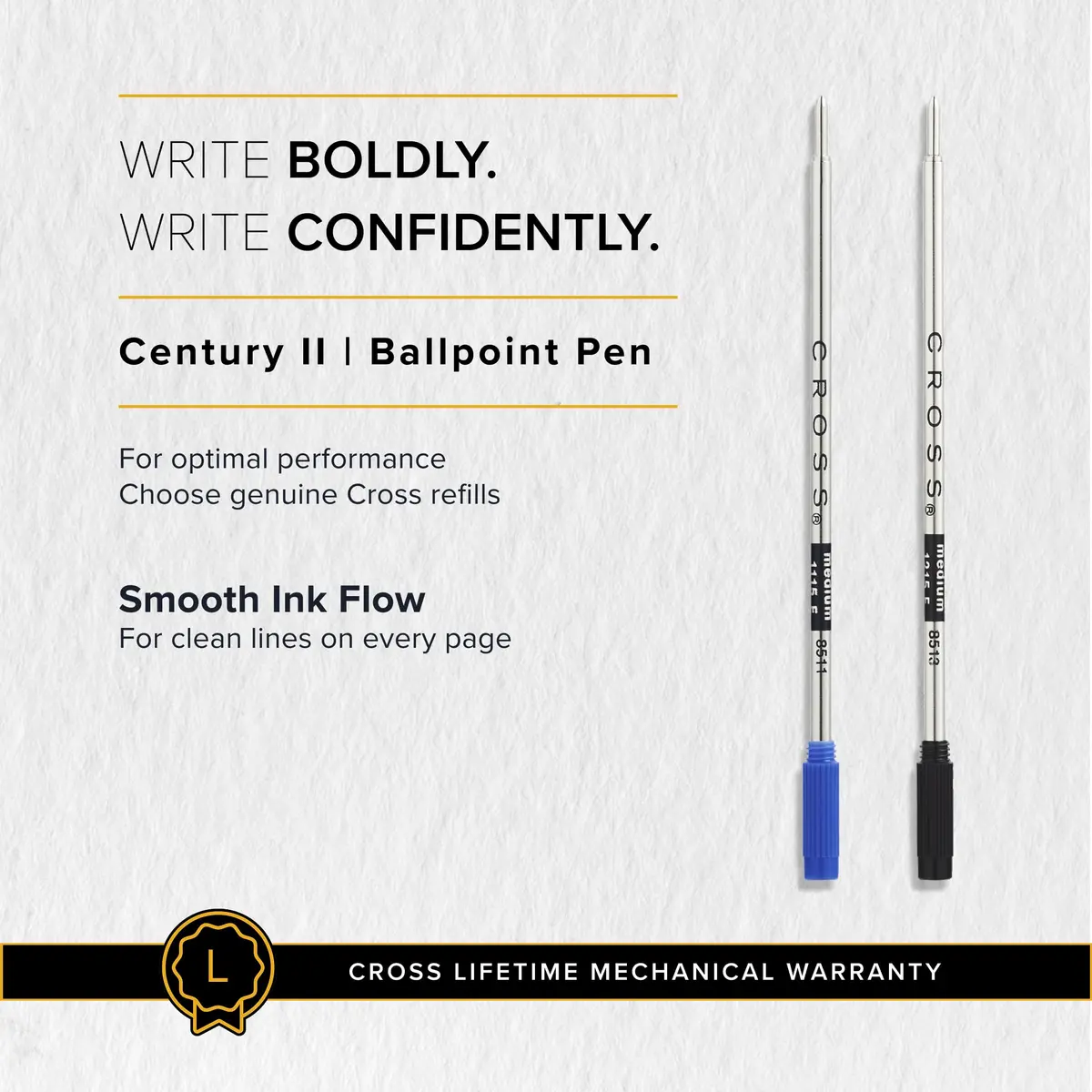 Cross Century II Classic Black Ballpoint Pen, Medium Point, Black Ink | Elegant Metal Body, Refillable, 0.31mm Line Width - view 7