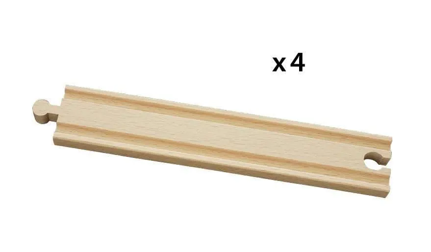 BRIO World 33341-4 Piece Long Straight Wooden Train Tracks | Expandable & Compatible Railway Set | Engineered for Kids Ages 3 and Up | FSC Certified Materials - view 5