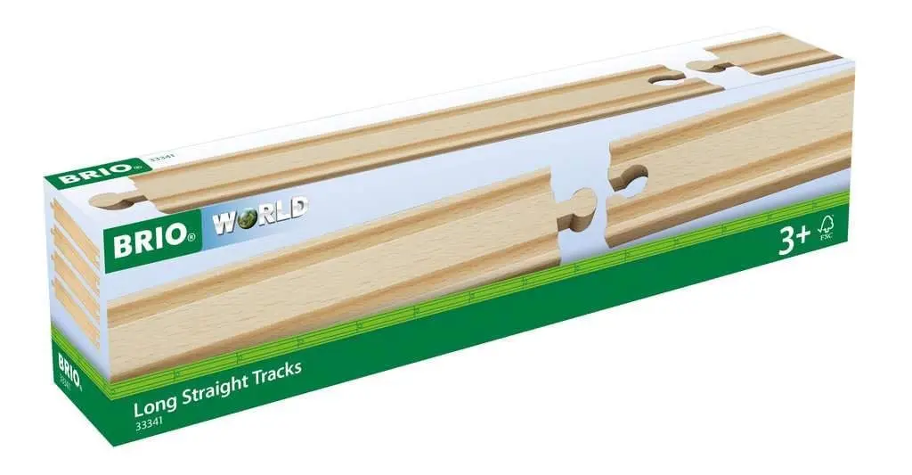 BRIO World 33341-4 Piece Long Straight Wooden Train Tracks | Expandable & Compatible Railway Set | Engineered for Kids Ages 3 and Up | FSC Certified Materials - view 3