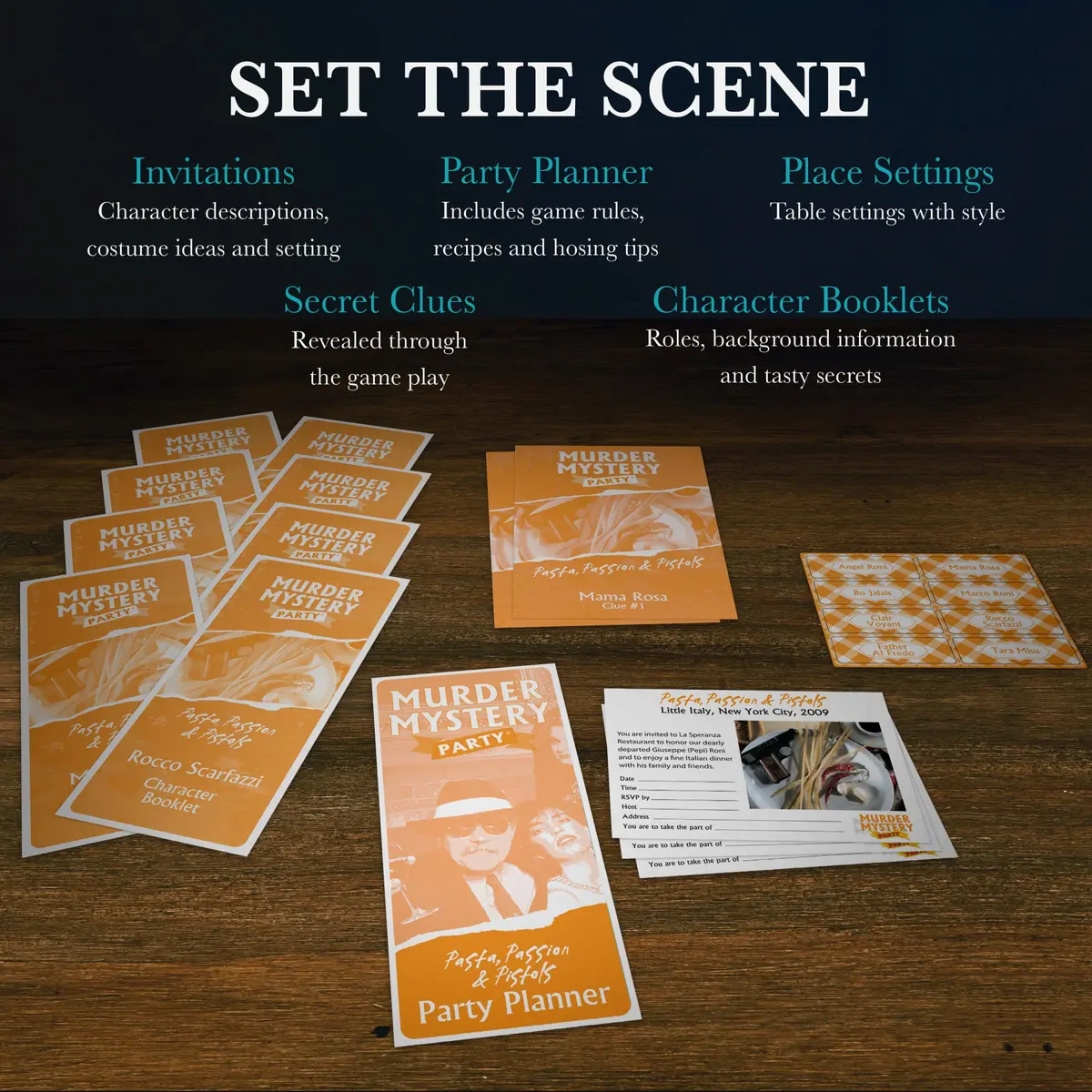 Murder Mystery Party Pasta Passion & Pistols Game, 8 Players, Ages 18+ | Interactive Dinner Party Game - view 6