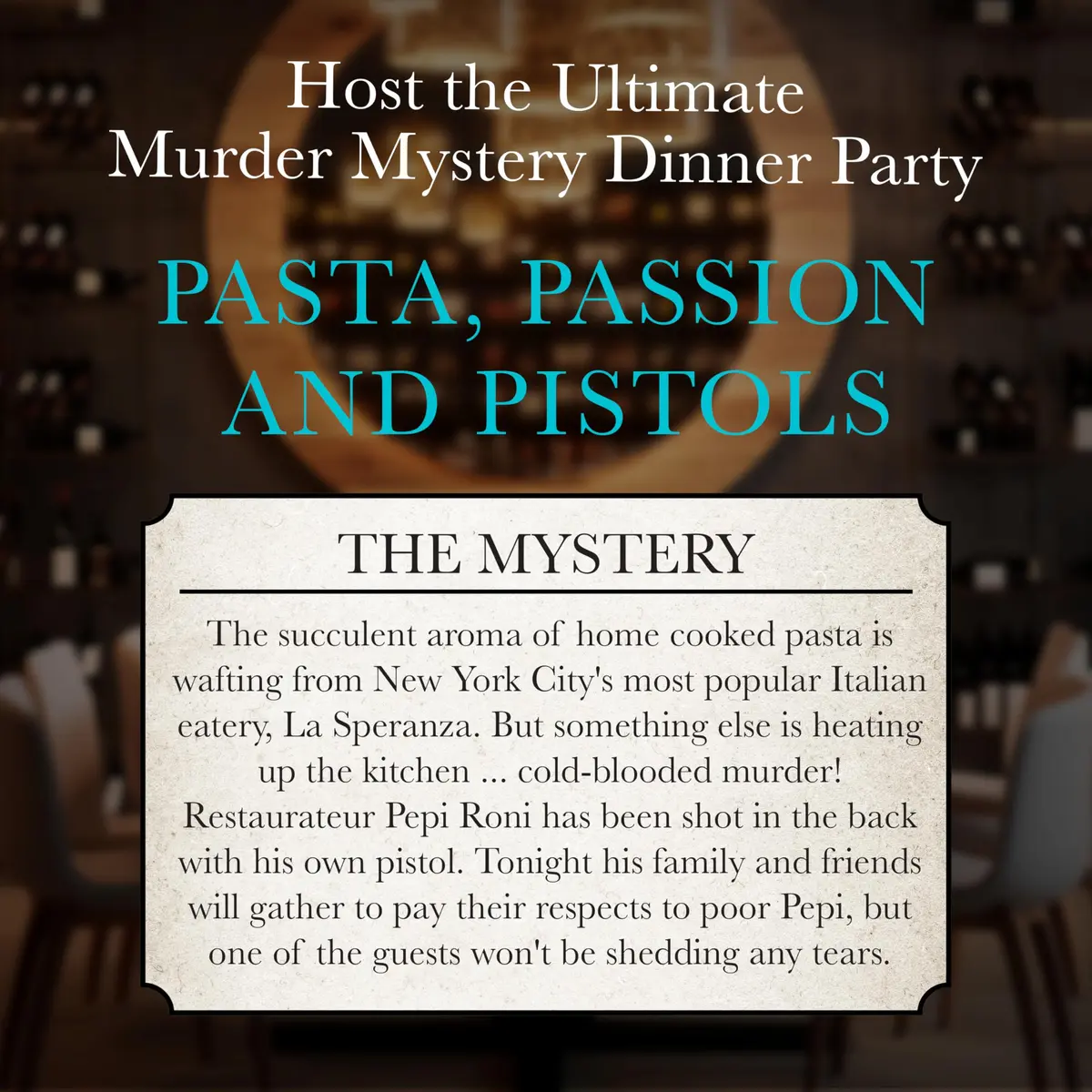 Murder Mystery Party Pasta Passion & Pistols Game, 8 Players, Ages 18+ | Interactive Dinner Party Game - view 2