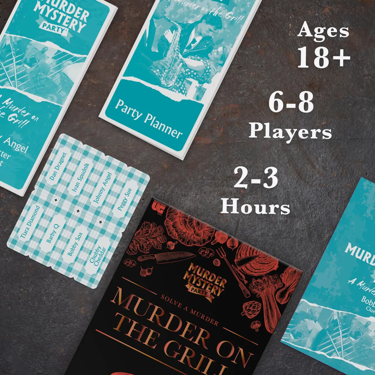 Murder Mystery Party A Murder on the Grill Game, 6-8 Players, 18+ | Interactive Dinner Party Game for Adults - view 4