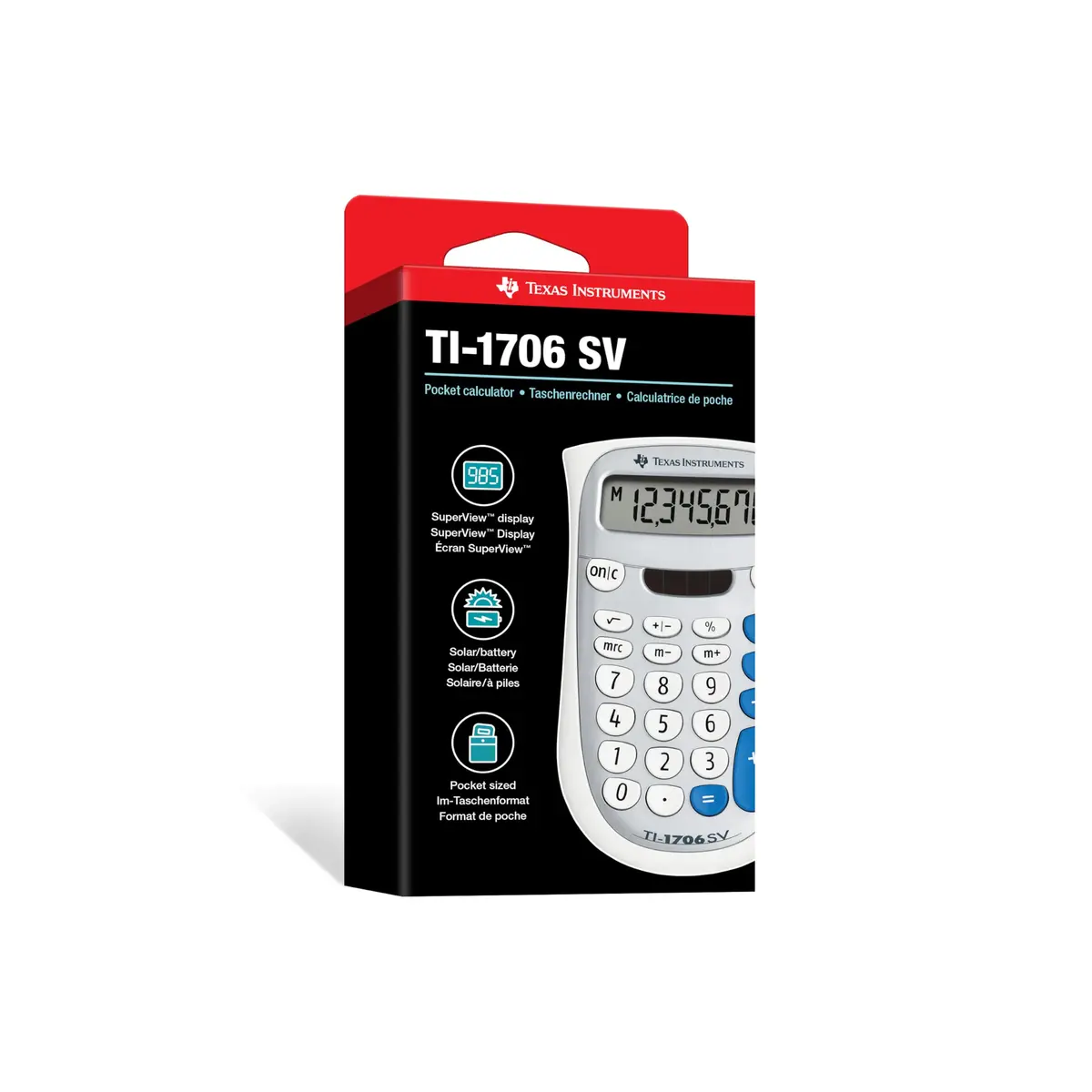 Texas Instruments TI-1706 SV Standard Function Calculator | 8-Digit SuperView Display, Dual Power, Compact Design - view 6