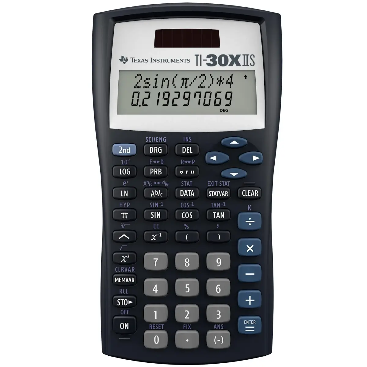 Texas Instruments TI-30XIIS Scientific Calculator, Black | Solar & Battery Powered, 2-Line Display - main product image