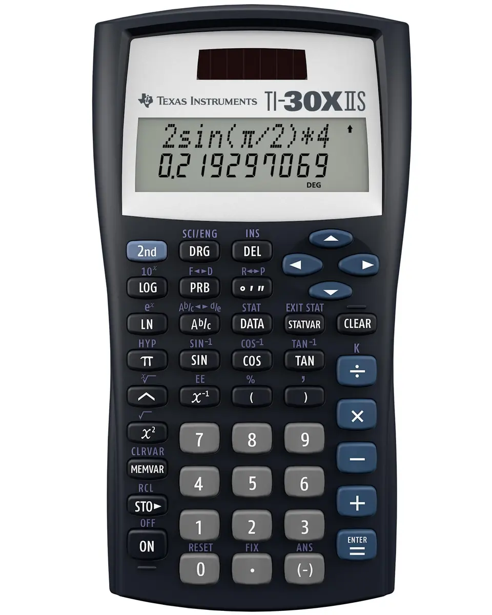 Texas Instruments TI-30XIIS Scientific Calculator, Black | Solar & Battery Powered, 2-Line Display - main product image