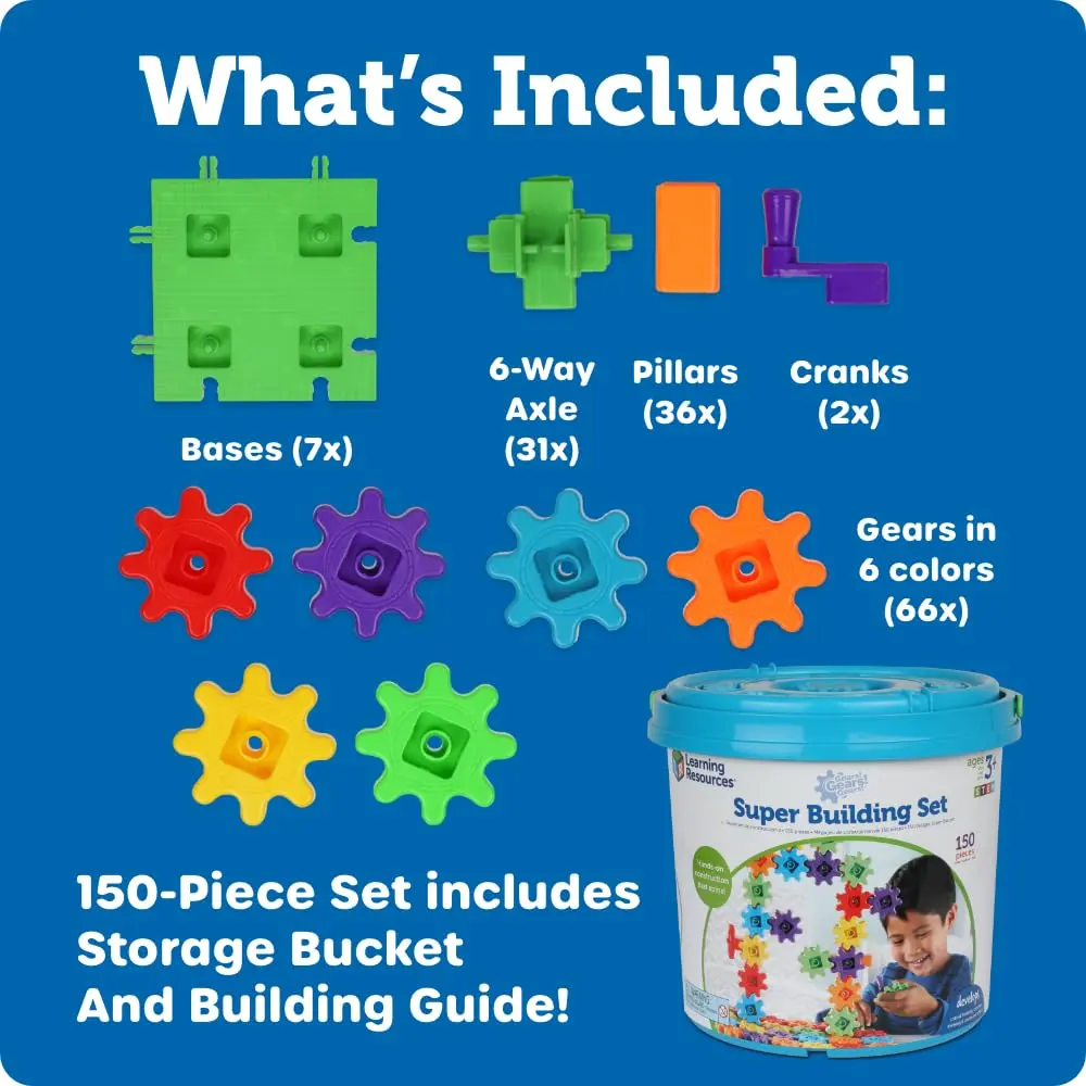 Learning Resources Gears! Gears! Gears! Super Building Toy Set 1.93 kg (4.25 lb) | STEM Learning Toy - view 7