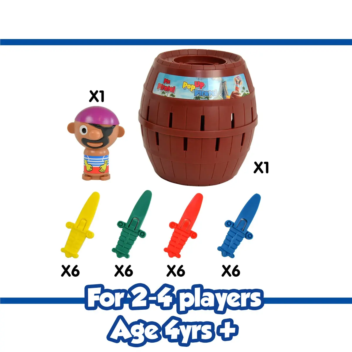 TOMY Pop Up Pirate Family Action Game | Barrel Game with 24 Swords for 2-4 Players, Ages 4+ | Non-Toxic Plastic - view 6