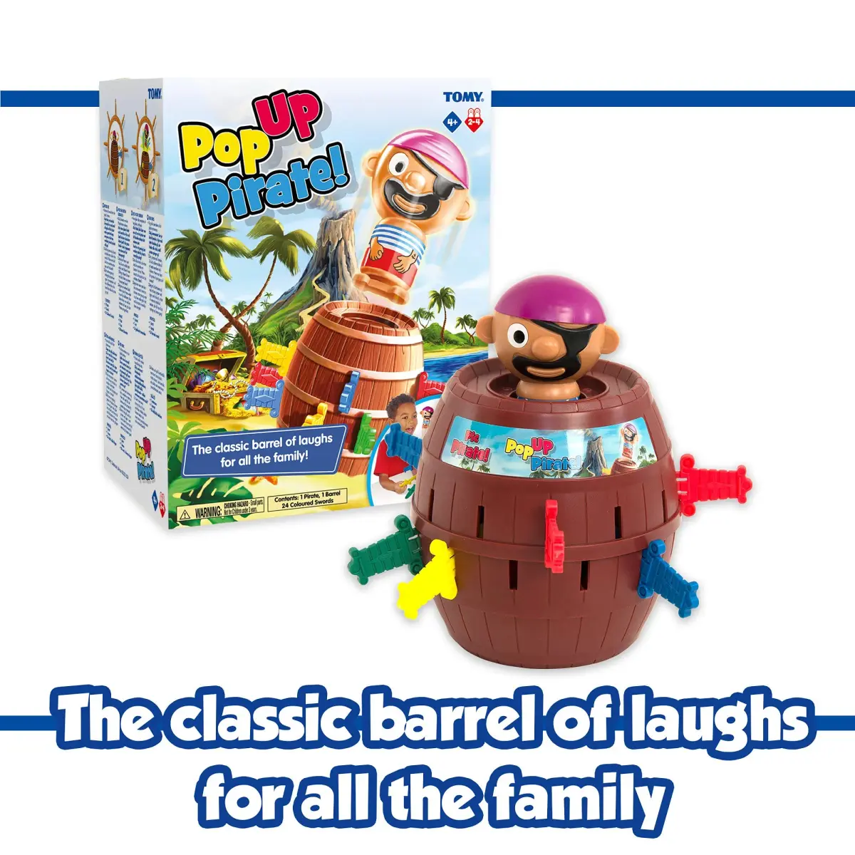 TOMY Pop Up Pirate Family Action Game | Barrel Game with 24 Swords for 2-4 Players, Ages 4+ | Non-Toxic Plastic - view 7
