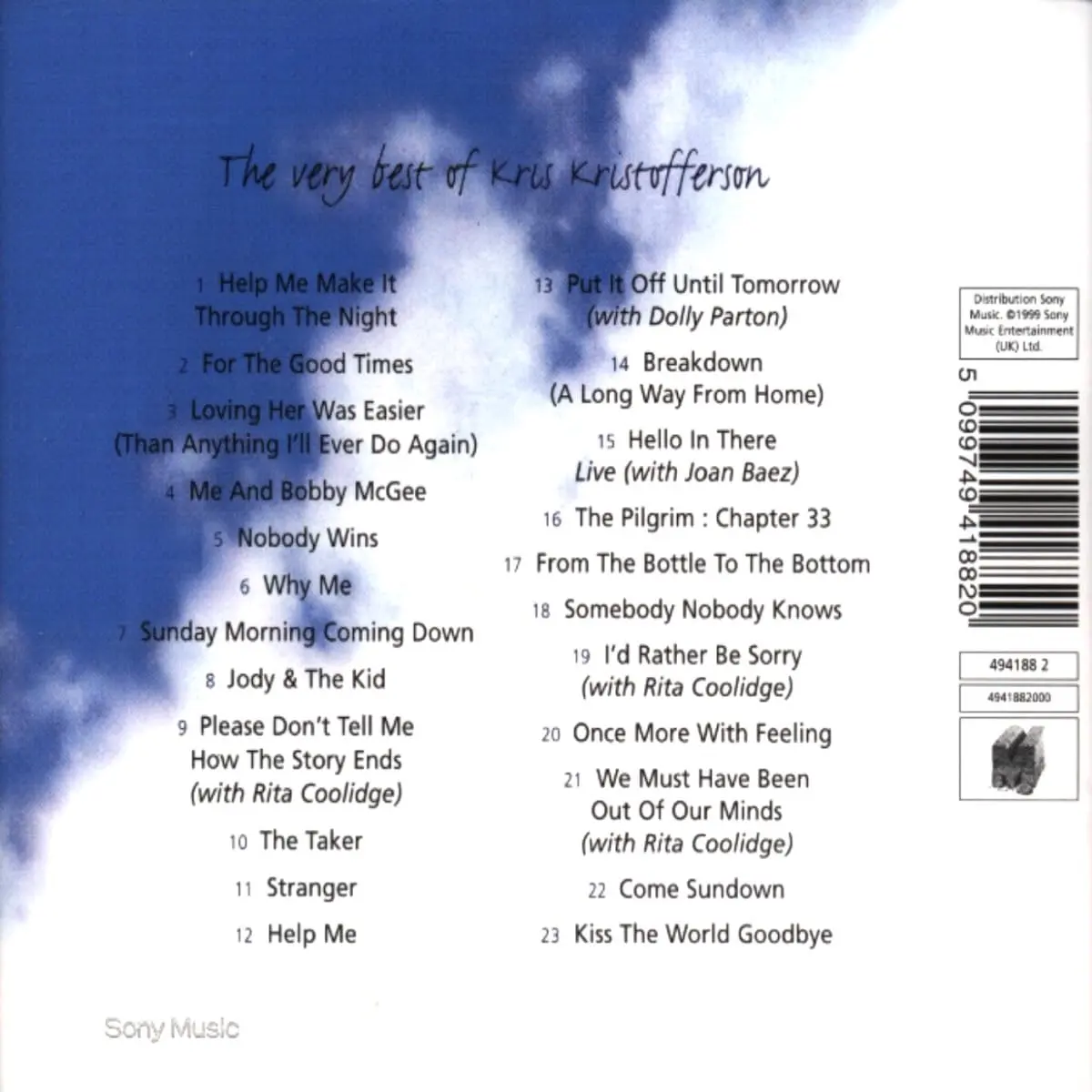 SONY MUSIC The Very Best Of Kris Kristofferson | Country & Western CD 74 min | Shrink-wrapped import with Sony label - view 2