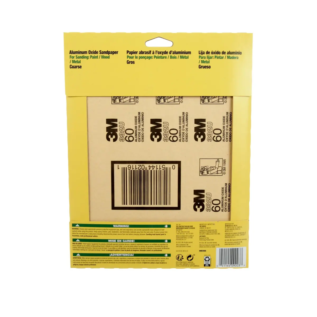 3M Sandpaper Sheets 60 Grit, 22.86 cm x 27.94 cm (9 in x 11 in) | Coarse Aluminum Oxide for Wood, Metal, Paint - view 4