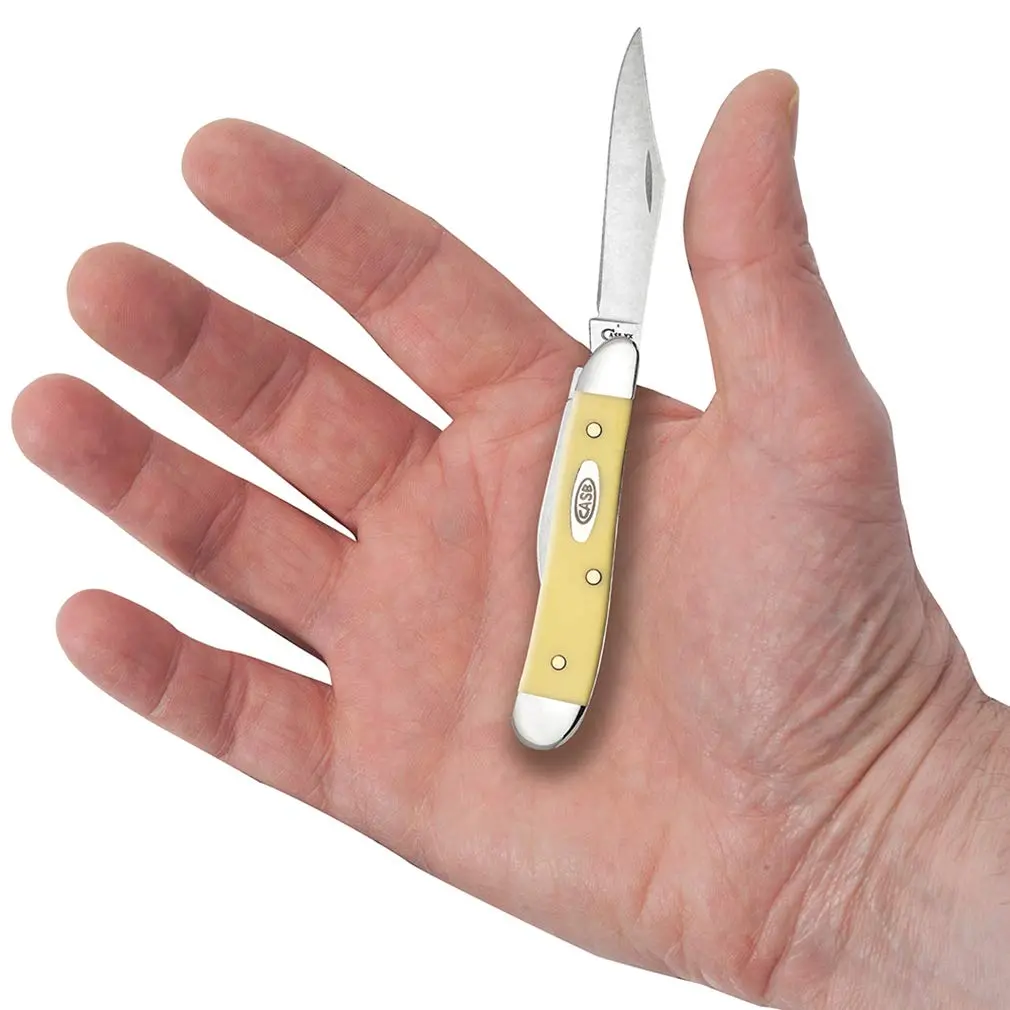 Case Pocket Knife 2 7/8 Inches Yellow Synthetic Handle | Chrome Vanadium Steel Blades - view 5