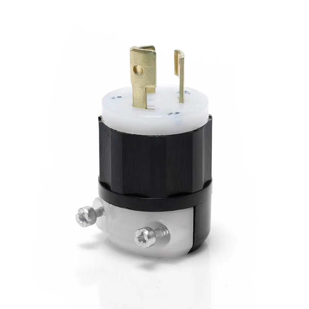 Leviton 15 Amp, 125 Volt, NEMA L5-15P Locking Plug, Industrial Grade, Grounding, Black-White | Heavy Duty Electrical Plug - main product image