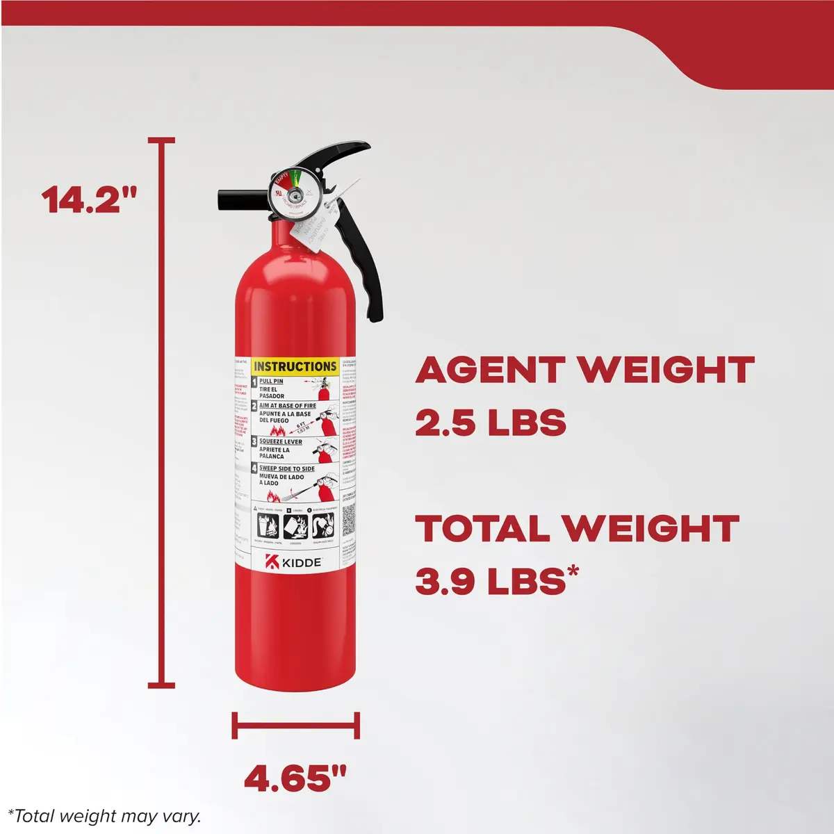 Kidde Fire Extinguisher 1-A:10-B:C | Home Safety, UL Listed, 2.5 lbs, Easy Mount - view 8