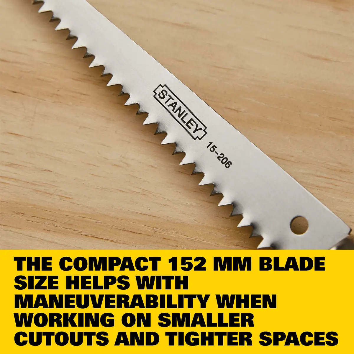 STANLEY Wallboard Saw 152mm Compact Steel Blade, 7 TPI | Controlled drywall cuts, comfortable handle, for drywall & wallboard work - view 4