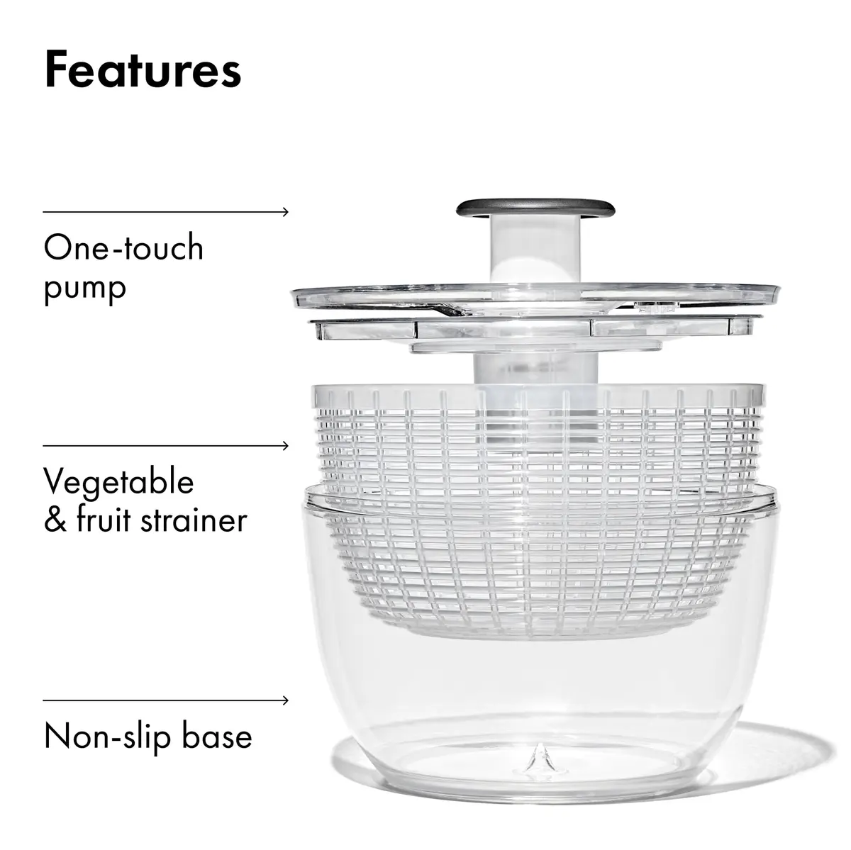 OXO Good Grips Salad Spinner 6.22 Qt | Fast Drying, Dishwasher Safe, Large Capacity - view 8