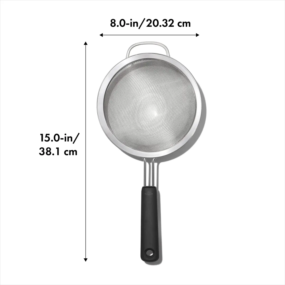 OXO Good Grips 8-Inch Fine Mesh Strainer with Non-Slip Handle | Strains Grains, Pasta, Stock - view 2