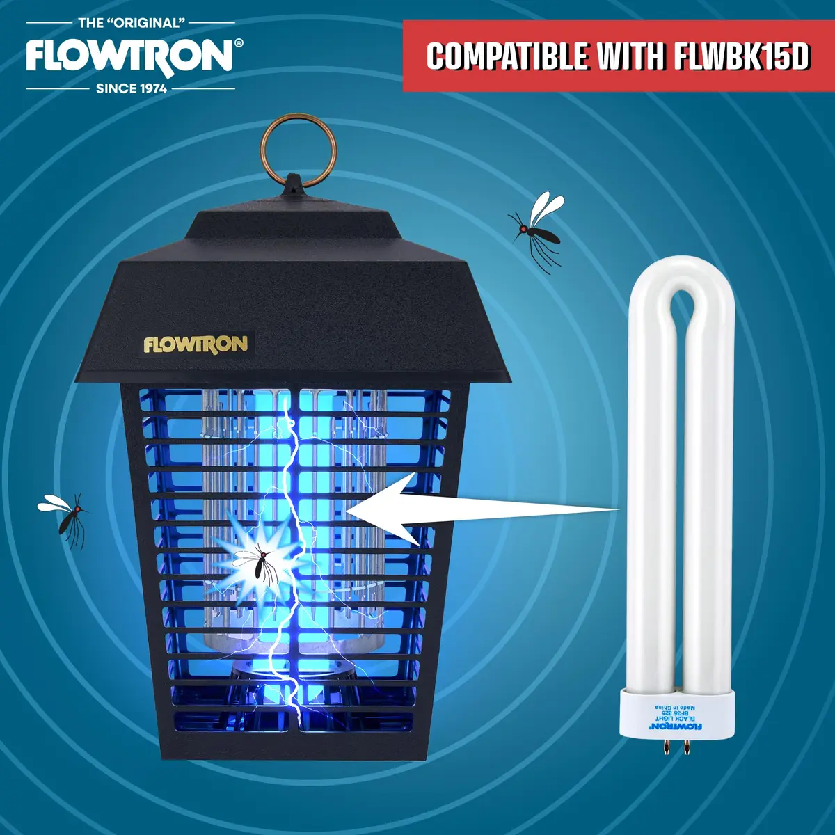 Flowtron BF-35 Replacement UV Bulb for BK-15D | 15W Tubular Frosted Glass UV Lamp - view 3