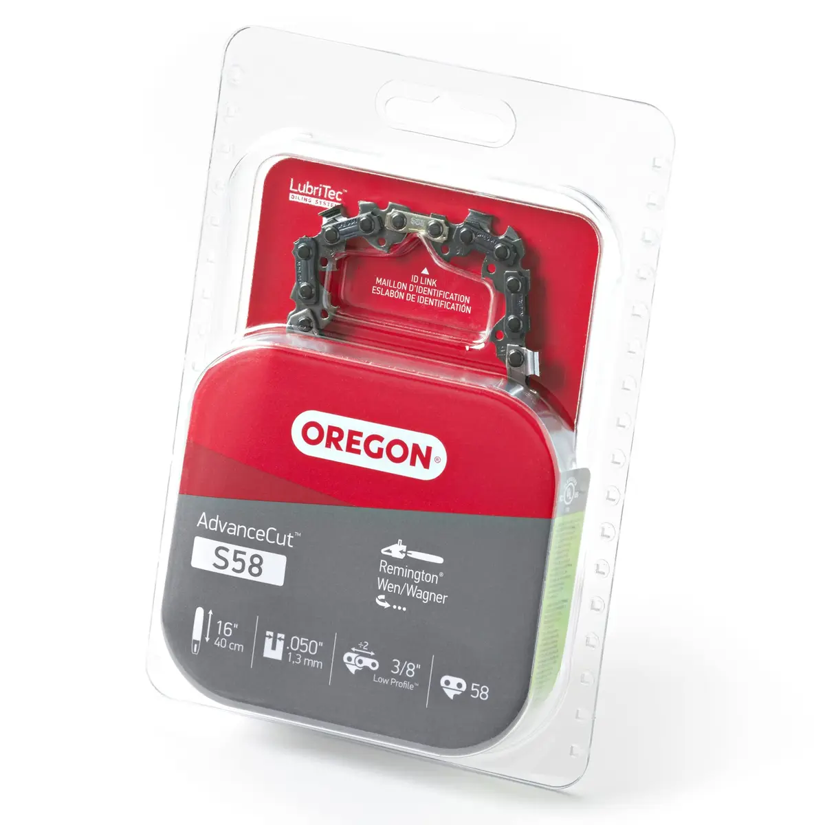 Oregon Chainsaw Chain for 16" Bar, 3/8" LP, .050" Gauge, 58 Drive Links | Durable, Low-Kickback Chain for Landscaping - main product image