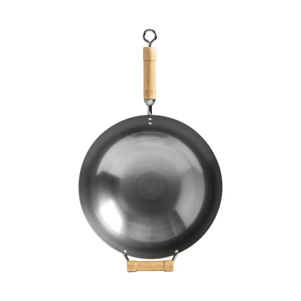 Joyce Chen Classic Series 14-Inch Round Bottom Carbon Steel Wok with Birch Handles | Traditional Asian-Style Cookware - view 3