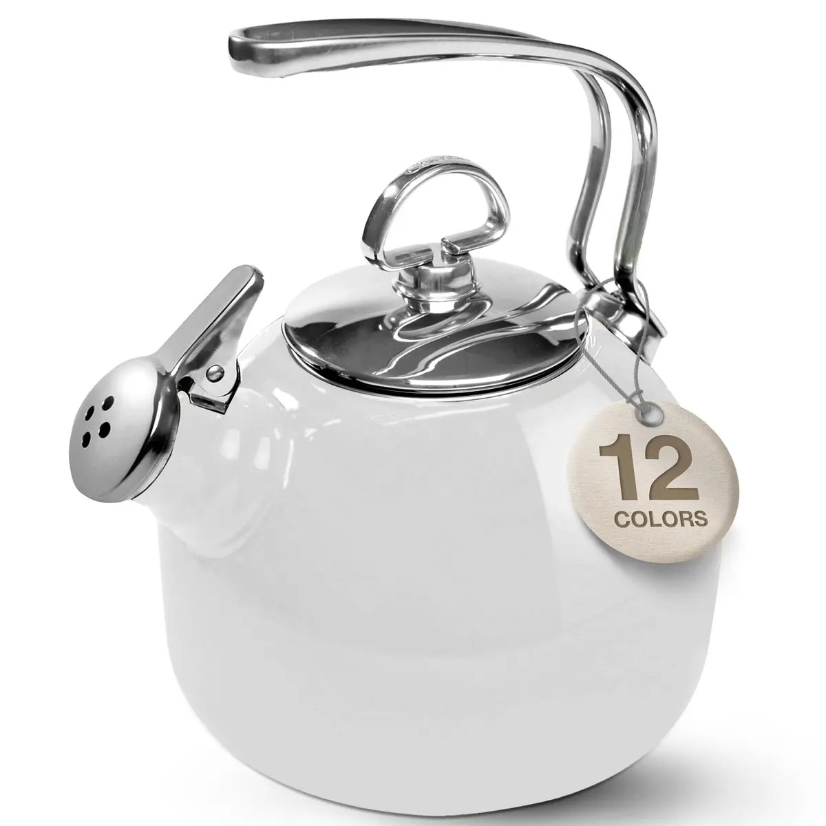 Chantal Classic Teakettle 1.8 QT White | Enamel Steel Rapid Boil & Harmonica Whistle - main product image