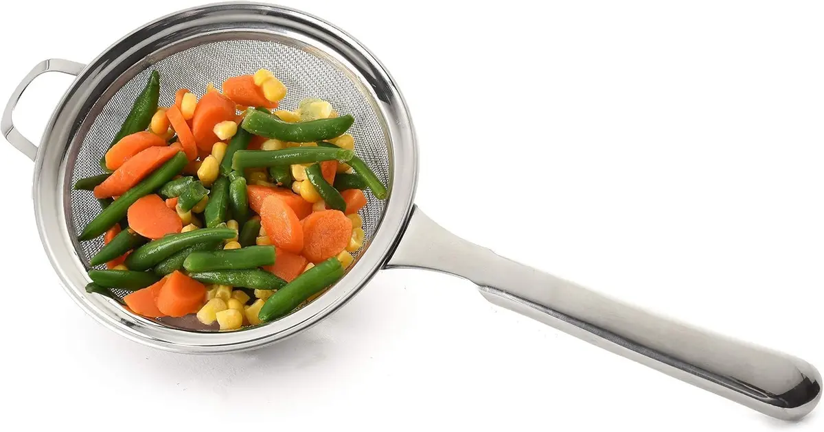 Norpro 8" KRONA Stainless Steel Double Mesh Strainer | Fine Mesh for Sifting & Rinsing - view 3