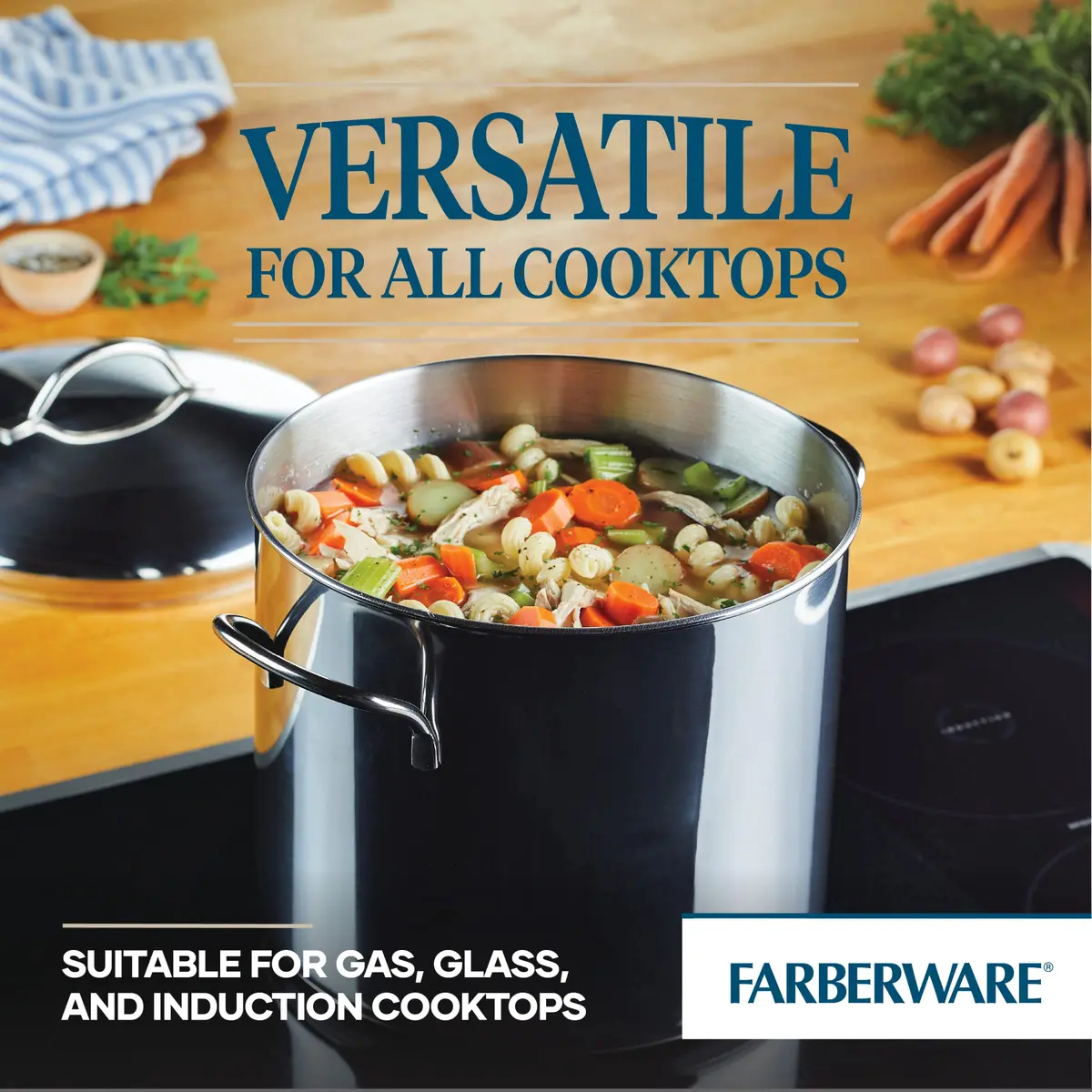Farberware Classic Series 12 Qt Stainless Steel Stock Pot With Lid, Silver | Heavy-Duty 12 Quart Capacity for Large Batches - view 3