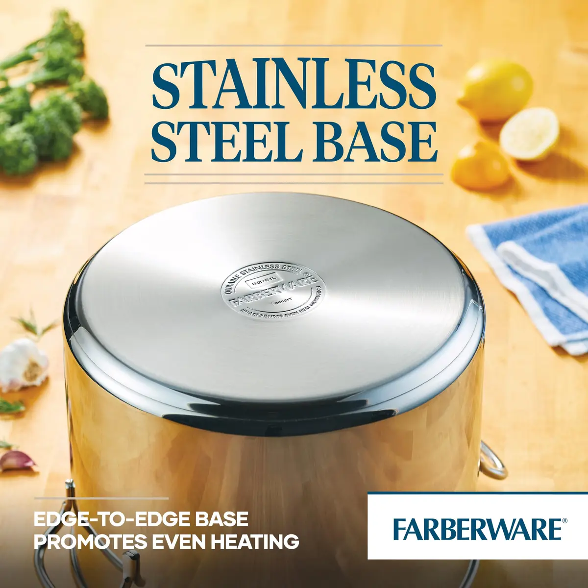 Farberware Classic Series 16 Quart Stock Pot with Lid | Stainless Steel, Oven & Dishwasher Safe - view 4