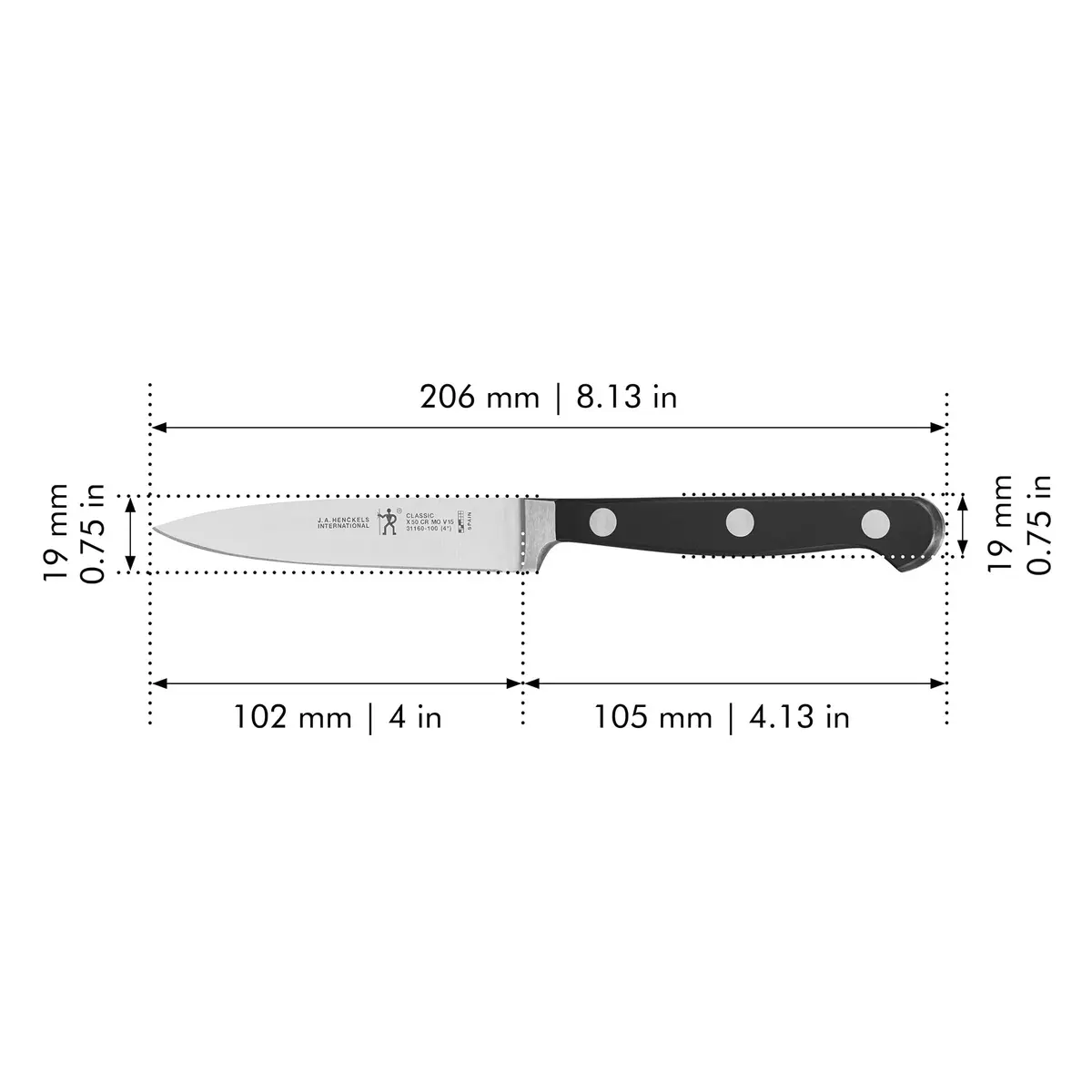 HENCKELS Classic 4" Paring Knife | Razor-Sharp, German Engineered, Dishwasher Safe - view 3