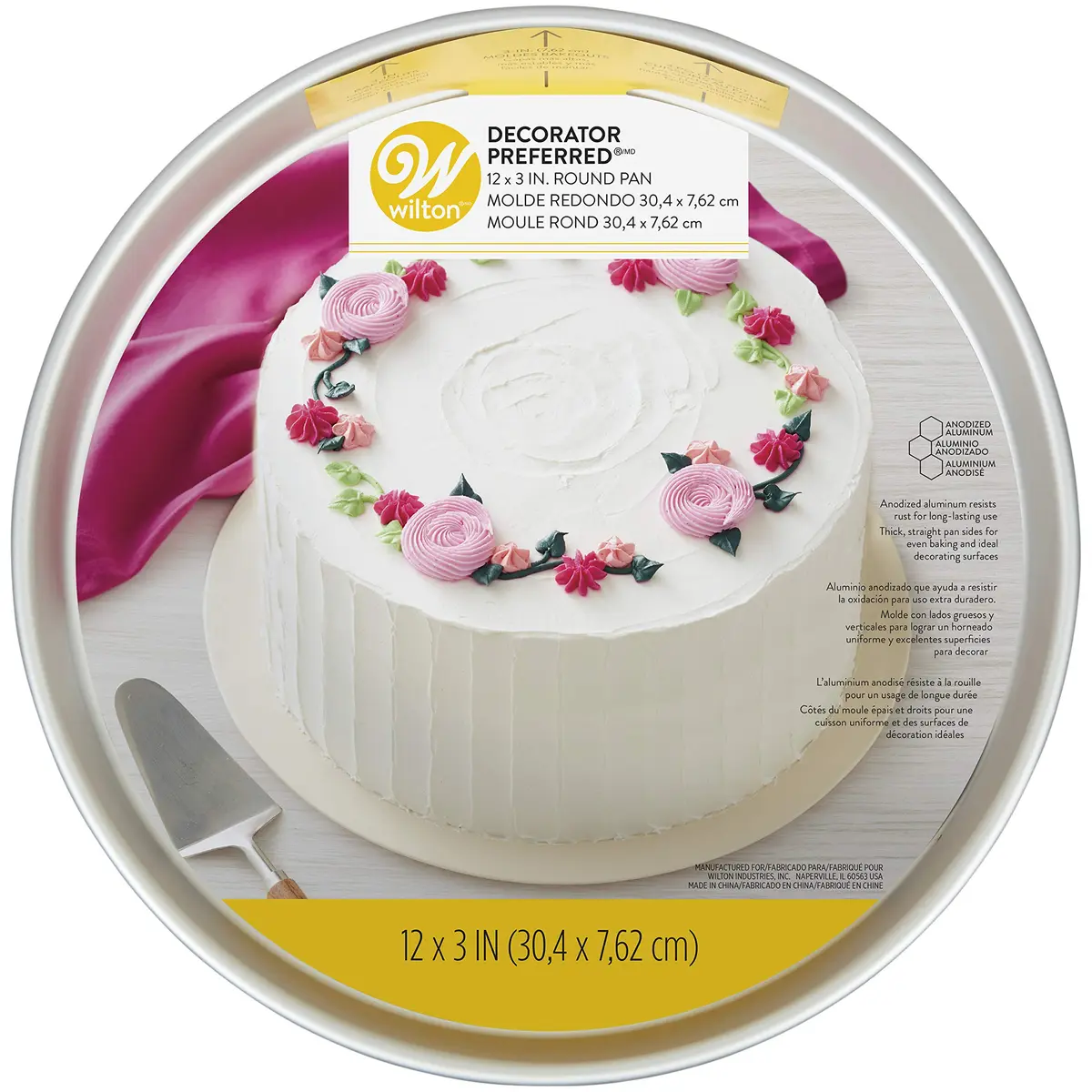 Wilton Decorator Preferred Aluminum Round Cake Pan, 12-inch x 3-inch | Professional-Grade Bakeware for Tall Layer Cakes - view 2
