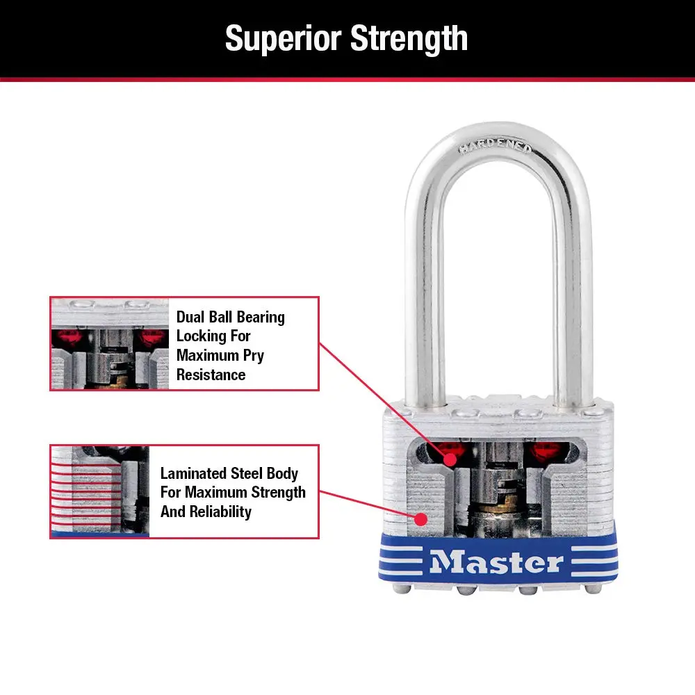 Master Lock 3DLF Outdoor Padlock with Key 1-1/2" Shackle | Durable Steel Lock for Outdoor Use - view 6
