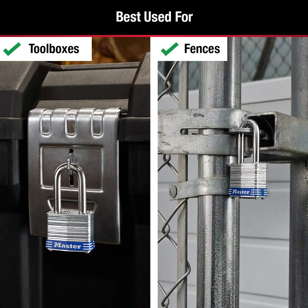 Master Lock 3DLF Outdoor Padlock with Key 1-1/2" Shackle | Durable Steel Lock for Outdoor Use - view 4
