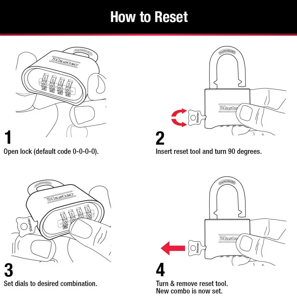 Master Lock 175D Resettable Combination Padlock Outdoor Brass Lock, 2-Inch Shackle (51mm) | 10,000 Combinations - view 5