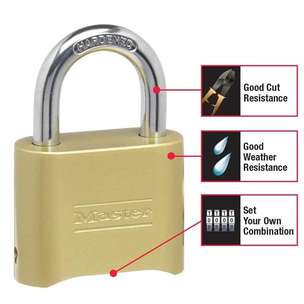 Master Lock 175D Resettable Combination Padlock Outdoor Brass Lock, 2-Inch Shackle (51mm) | 10,000 Combinations - view 2