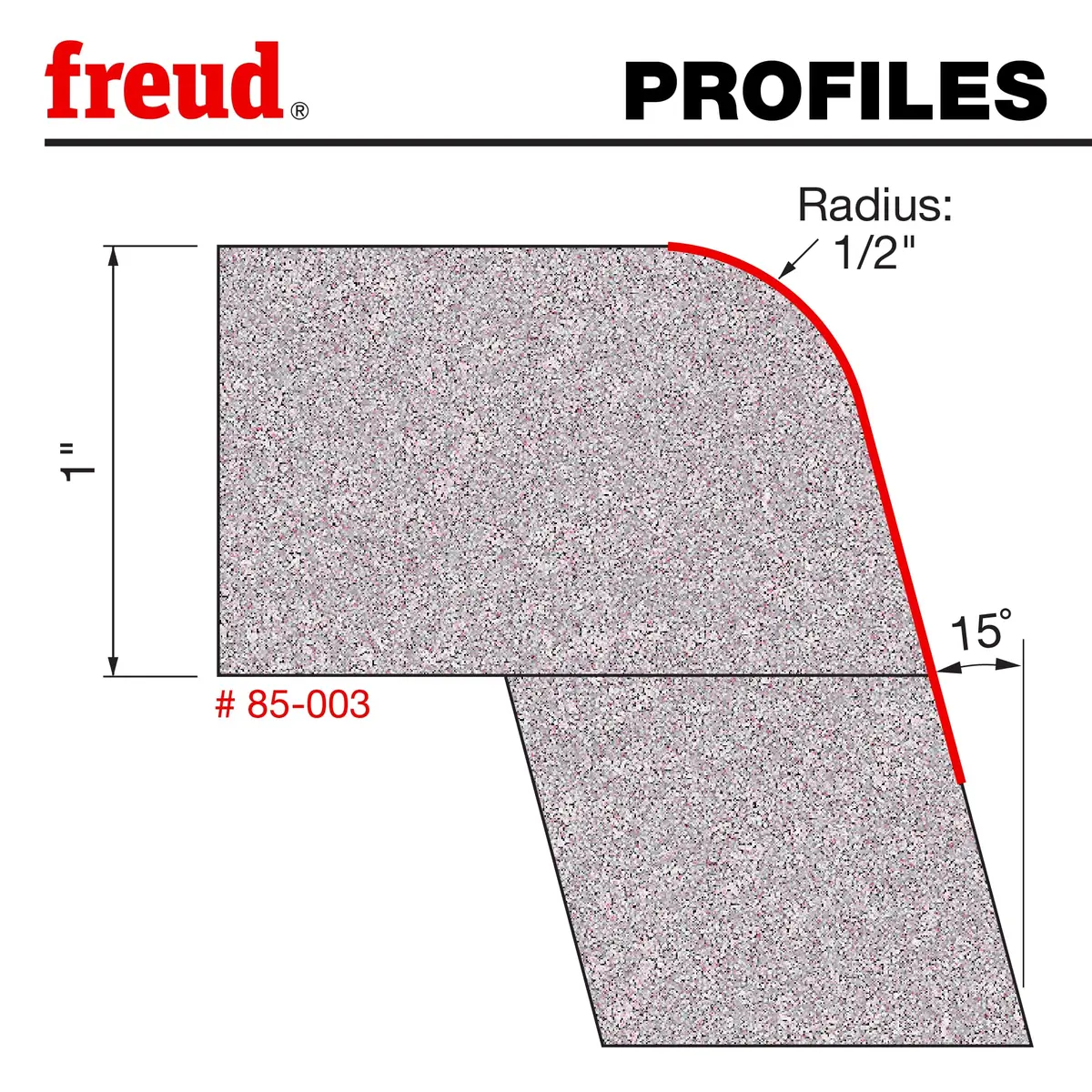 Freud 85-003: 1/2" Radius Round Over Bowl Bit with 1/2" Shank, 3-1/8" Overall Length - view 2