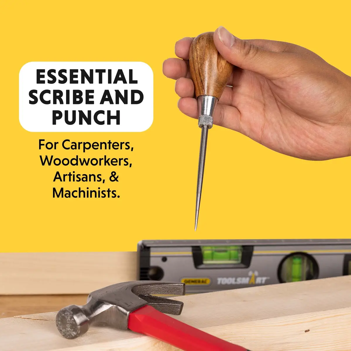 General Tools Scratch Awl Tool with Hardwood Handle, Alloy Steel Blade | Piercing Wood, Scribing, Layout Work - view 2