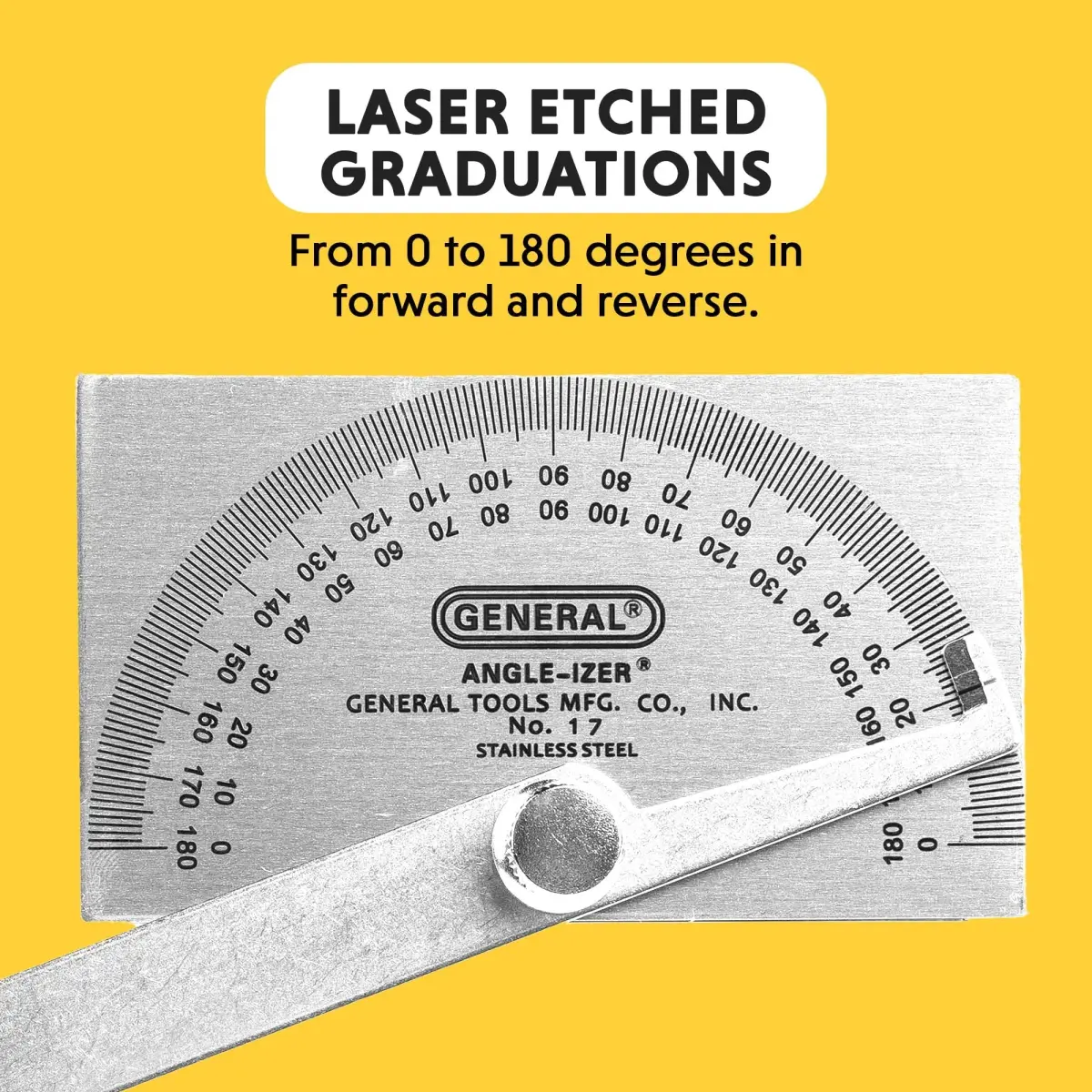 General Tools Square Head Protractor & Angle Finder 15.2 cm (6") | Precise Angle Measurement for Carpentry & Framing - view 5