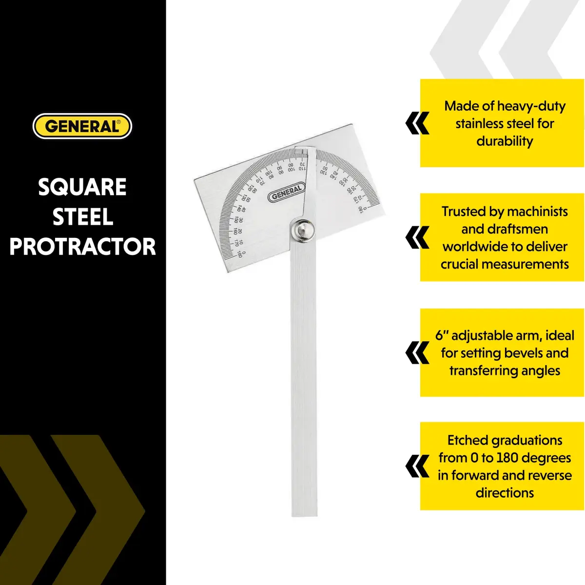 General Tools Square Head Protractor & Angle Finder 15.2 cm (6") | Precise Angle Measurement for Carpentry & Framing - view 2