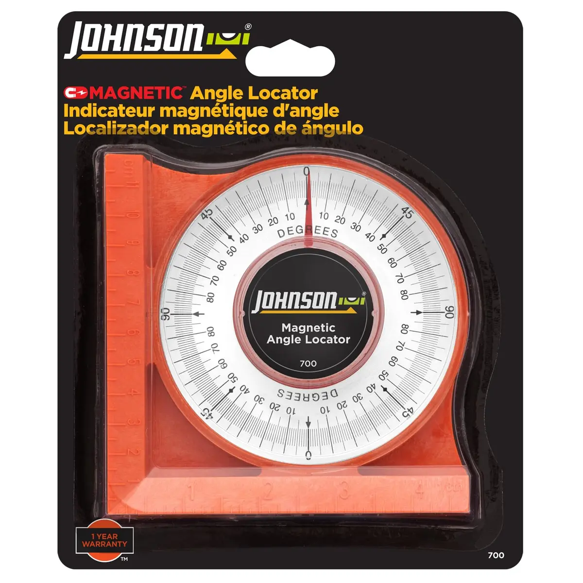 Johnson Magnetic Angle Locator 700 | Durable, High-Visibility Orange, 0-90° Readings - view 3