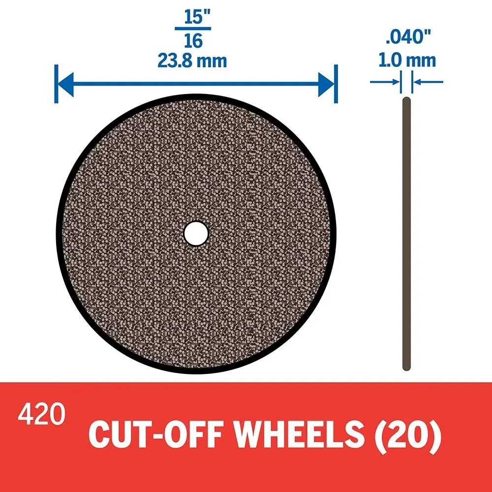 Dremel 420 Cut-Off Wheels 23.8mm (15/16") Diameter, 1.0mm (0.04") Thickness, 20-Piece Set | Cutting Accessory for Rotary Tools - view 2