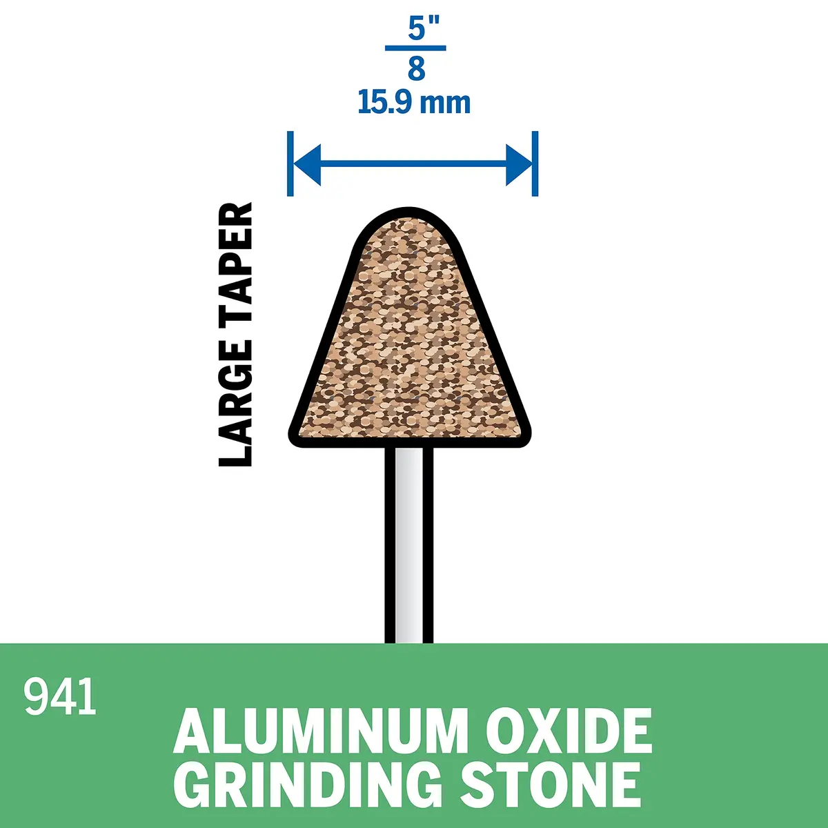 Dremel 941 Aluminum Oxide Grinding Stone 15.8mm (5/8") Shank 3.175mm (1/8") | For Metal, Stone, and Rust Grinding - view 3