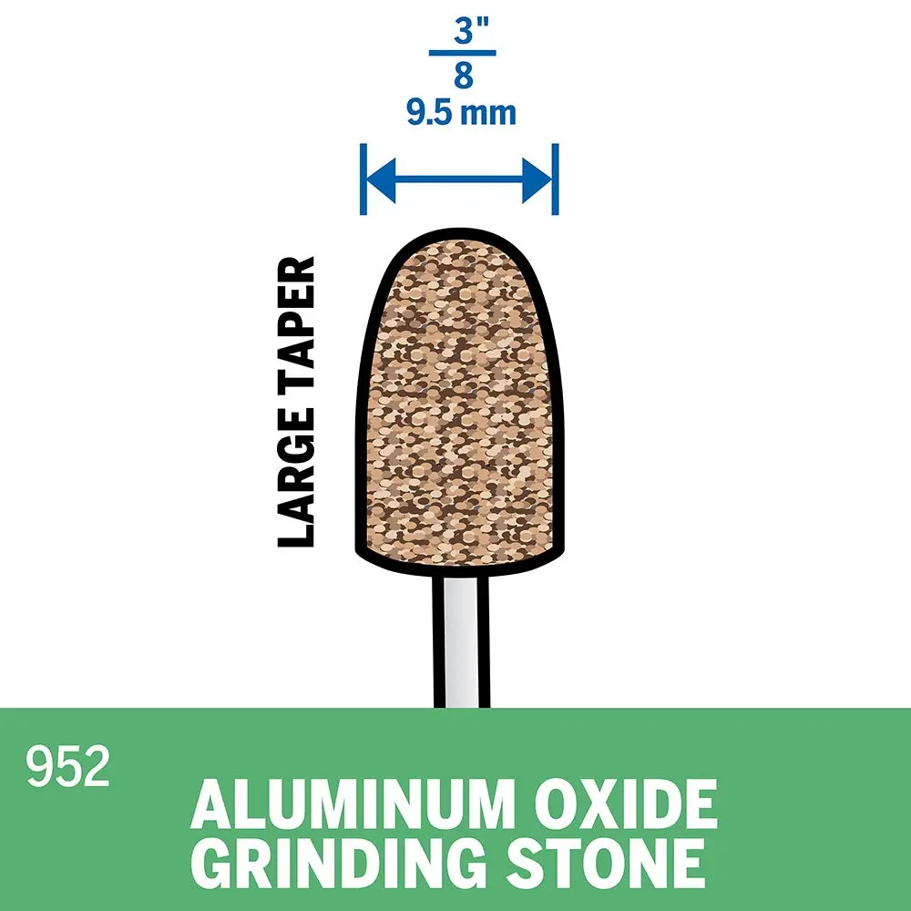 Dremel 952 Aluminum Oxide Grinding Stone 9.5mm (3/8") Head, 3.2mm (1/8") Shank | For Metal Grinding & Sharpening - view 3