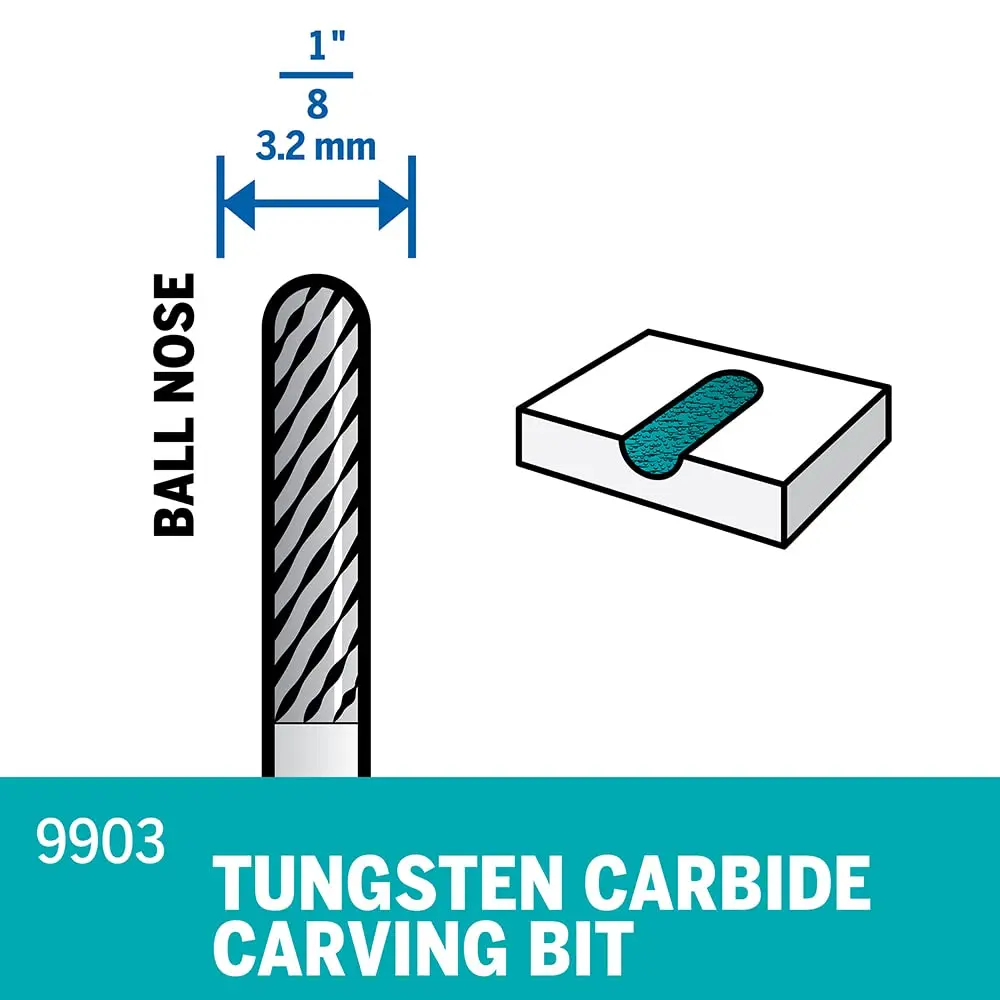 Dremel 9903 Tungsten Carbide Cutter 1/8 in | Hard Material Shaping & Smoothing - view 2