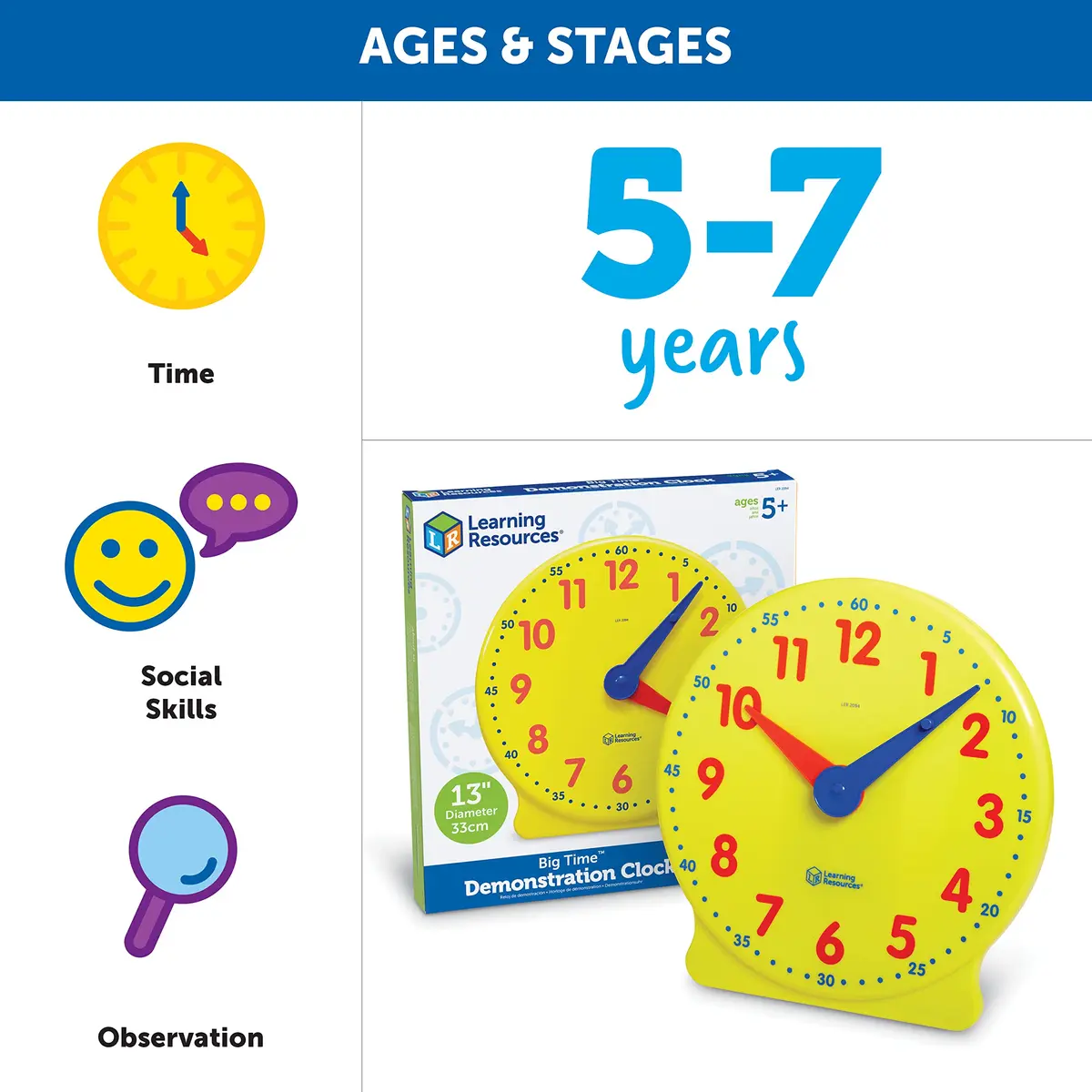 Learning Resources Big Time Demonstration Clock | Educational Toy for Ages 5+ - view 5