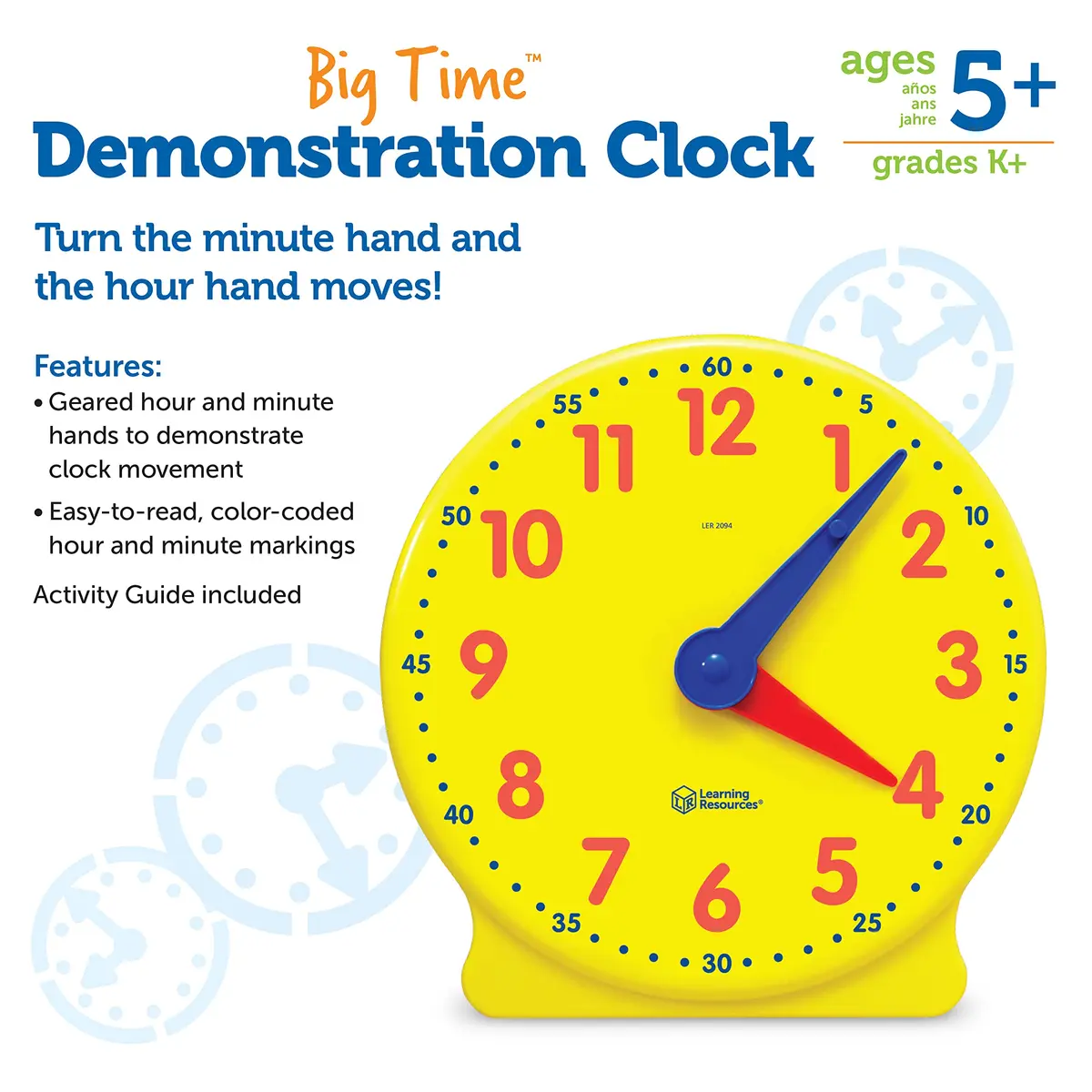 Learning Resources Big Time Demonstration Clock | Educational Toy for Ages 5+ - view 6