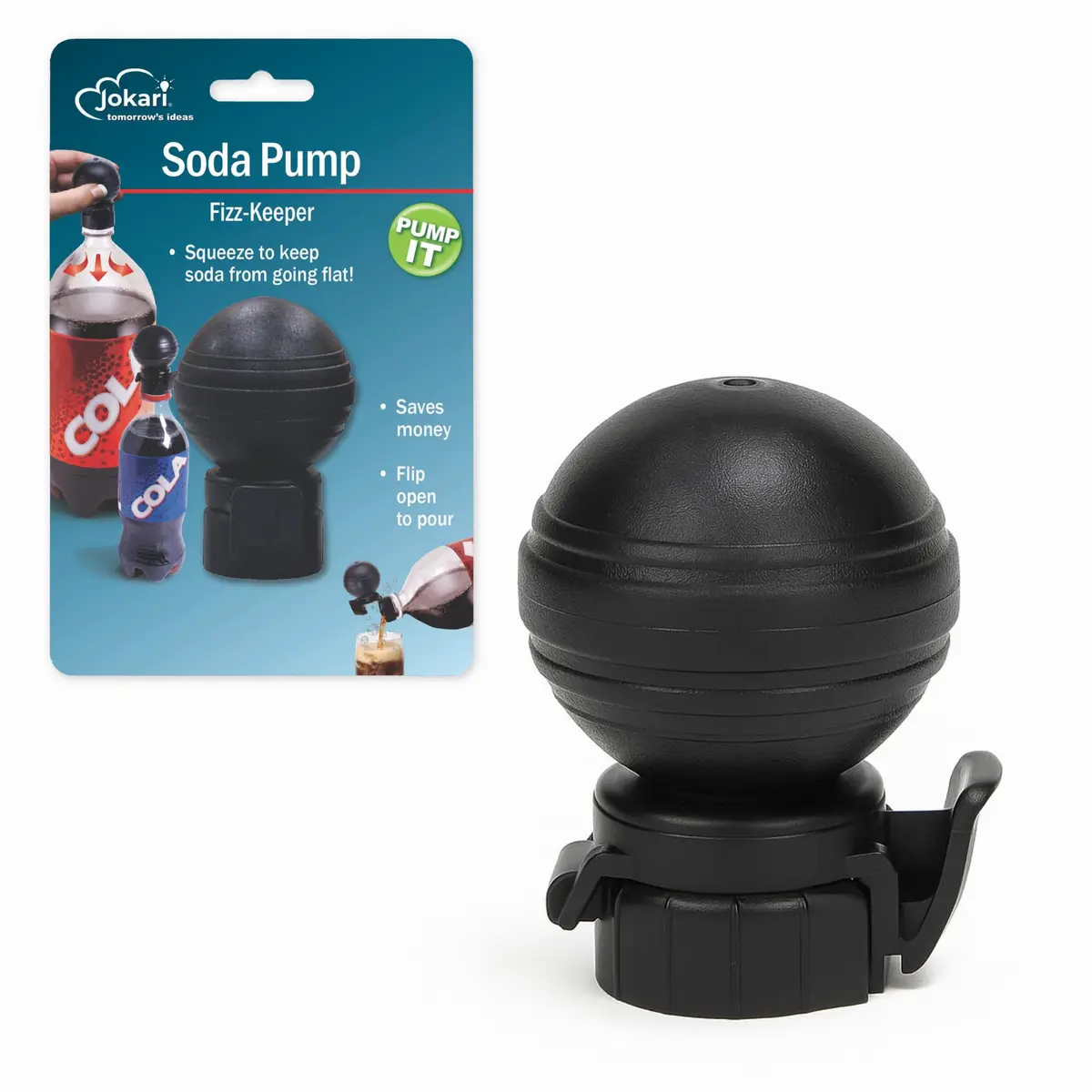 Jokari Keeper Pump & Pour Soda Bottle Cap | Preserves Carbonation, Reusable, Fits Most Plastic Bottles - main product image