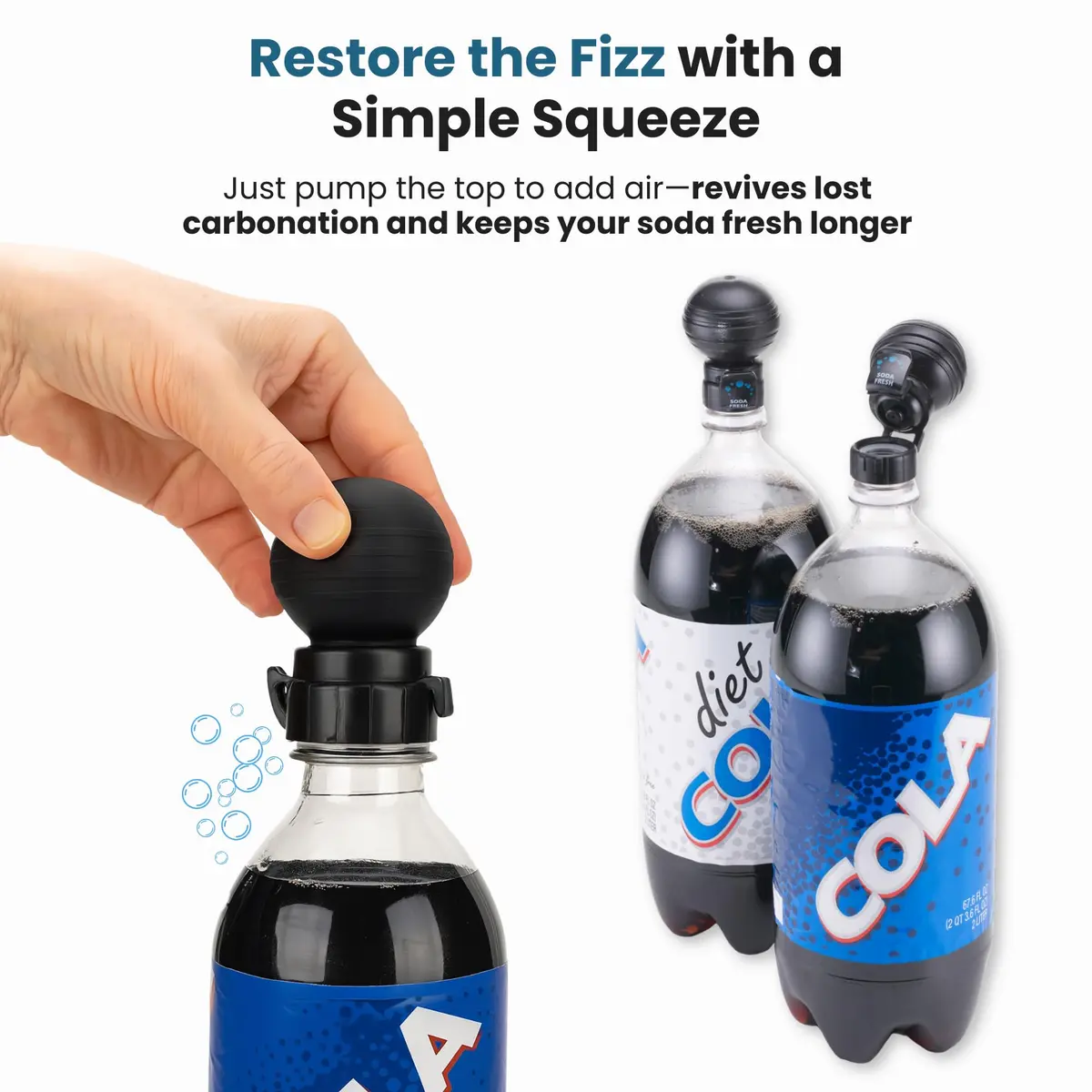 Jokari Keeper Pump & Pour Soda Bottle Cap | Preserves Carbonation, Reusable, Fits Most Plastic Bottles - view 2